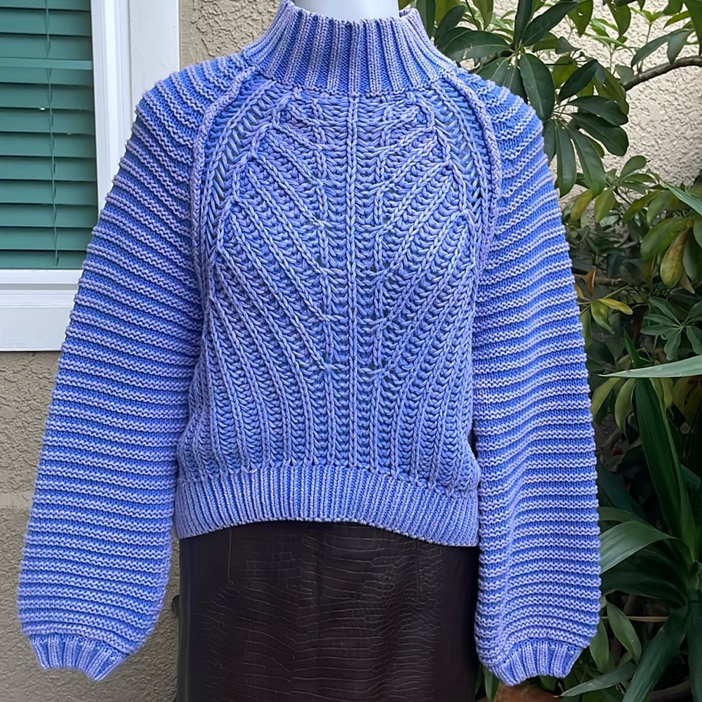Lavender Free People cotton oversized chunky knitted sweater